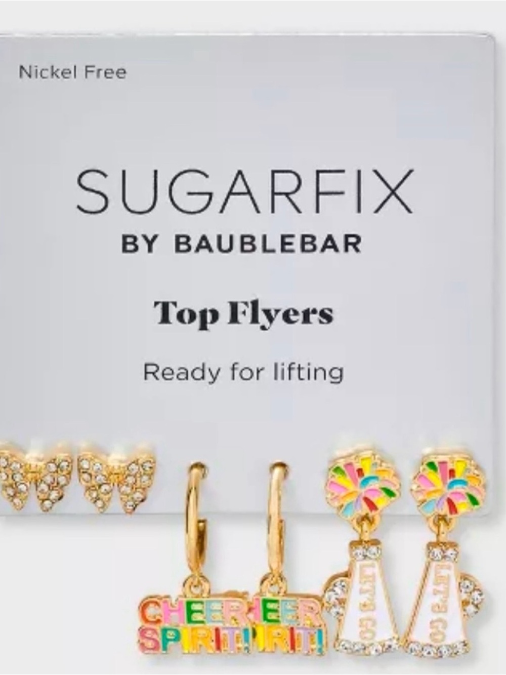BaubleBar Top Flyers Cheerleader Stud and Hoop Earring Set